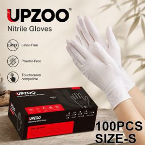 UPZOO H 박스 세트 100개입 - 흰색 니트릴 일회용 장갑, 풀 탄성, 페인팅, 애완 동물 목욕, 가정 청소에 적합