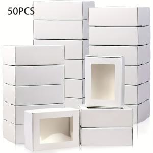 창문이 있는 선물 상자 50개, 크기 8.5cm*6cm*3cm/3.34인치*2.36인치*1.18인치 주얼리 상자, 생일 파티, 졸업 선물 상자, 크리스마스, 할로윈, 결혼식, 생일 파티, 졸업 시즌을 위한 휴일 선물 포장 상자로 사용