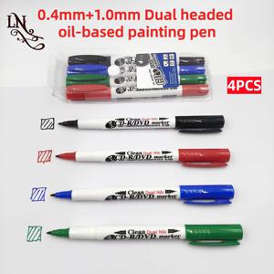 4개 듀얼 헤드 가는 팁 속건방지 방수 페인팅 펜, 젤 펜, -0.4mm 및 1.0mm (섬유 니브 및 메탈 니브) 듀얼 헤드 디자인, CD/DVD 펜, 클래식 4색 (검정, 빨강, 파랑, 초록), 페인팅, , , 물류에 적합