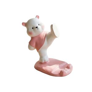 곰돌이 휴대폰 거치대 (책상용), 귀여운 여학생들을 위한 귀여운 조각상 휴대폰 홀더, 아이폰 아이패드 사무실 태블릿 추가 선물용 데스크탑 동물 피규어 마운트