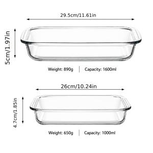 1개/2개/1000ml/1600ml 고붕규산 유리 모던 유리 베이킹 디쉬, 투명 직사각형 로스팅 팬, 다양한 용량, 다기능 오븐용 테이블용 캐서롤 요리접시, 베이킹, 샐러드, 빵, 디저트, 과일 트레이용, 전자레인지 사용 가능