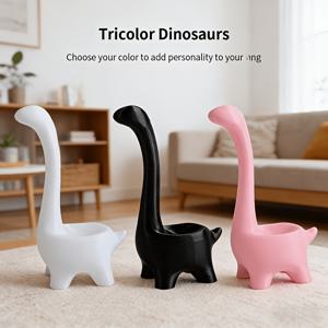 4개 (공룡 반지 홀더 3개 & 선물 다이제이 보관 가방) 3개 묶음 3D 프린팅 공룡 반지 홀더, 귀여운 주얼리 디스플레이 랙 (반지 귀걸이 작은 장식품용), 감성적인 프레피 스타일 데스크탑 장식, 주얼리 타워
