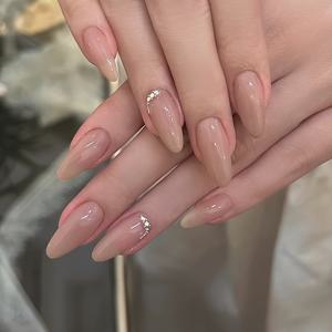 10개입 다용도 누드 컬러 미디엄 오벌형 심플하고 우아하며 부드러운 클래식한 프레스온 네일 팁