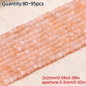 IWULABR 천연 썬스톤 구슬 - 2mm 라운드 코너 스퀘어컷 각진면, DIY 주얼리 제작용, 피치 오렌지 핑크 크러쉬드 스타라이트 천연 구슬, 수공예품, 구슬 공예용품, 홈 데코 및 선물용
