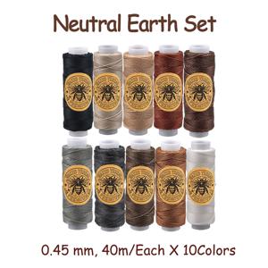 10롤 다용도 원형 왁스 실 세트, 0.45mm 두께, 각 롤 40미터, 왁스 코팅 내구성 공예 코드, 가죽 수공예, 매듭 직조, 비즈, 팔찌 및 주얼리 제작, 가죽 재봉 프로젝트에 특화됨