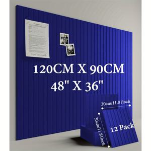 12개입 대형 사이즈 펠트 게시판 120CM*90CM 자가 접착 방음 보드, 녹음 방음 재료, 벽 코르크 가족 사무실 교실 코르크 보드 못 보드, 벽 장식