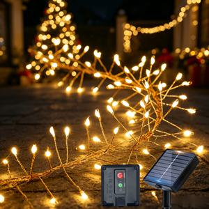 태양광 LED 폭죽 조명 1개, LED 스트링 조명, 폭죽 조명 끈, 페어리 라이트 스트링, 더 밝은 리튬 배터리, IP65 야외 뜰 장식, 크리스마스, 할로윈, 밸런타인데이, 휴일 장식용 조명 끈