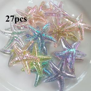 27개 2.4cm/0.94인치 반투명 오로라 글리터 DIY 액세서리 시리즈, 핸드메이드 문구류 클립, 머리 장식 재봉, 사진 앨범 장식, 냉장고 스티커 완벽한 꾸미기용