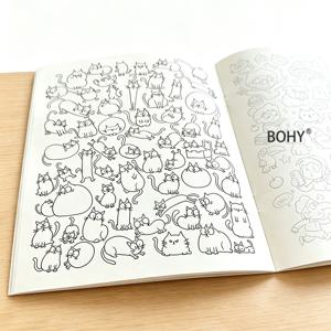 1개 성인용 쉬운 스케치 트레이싱 컬러링 라인 드로잉 북, 행복, 슬픔, 분노, 즐거움의 캐릭터 초상화, 다양한 표정, 동물 등으로 구성, 총 32페이지, 직장인 휴식, 미술 애호가 손으로 그리는 트레이싱