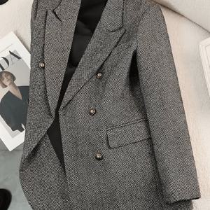 여성용 엘레강스 재킷 - H라인 테일러드 앞단추 잠금, 기계 세탁 가능, 사무실, 결혼식 및 데일리웨어에 적합, 직장 여성을 위한 가을/겨울 전문가용 아우터웨어, -프리 H핏