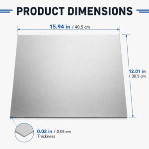 1개, 430 스테인리스 스틸 시트, 크기 15.94인치 X 12.01인치 X 1/64인치 (0.02인치). 공장, 주방 및 사무실에서 자석 장착 플레이트 및 금속 시트에 적합