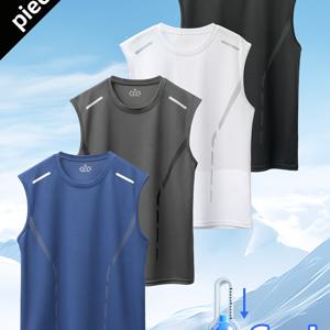 [4pcs 세트] 여름 조끼 남성용 민소매 티셔츠 스포츠 속건 조끼 신상 통기성 탄성 조끼 탑 T
