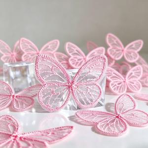 레이스 자수 나비 아플리케 25개, 다양한 색상 선택 가능, 열로 작동하는 접착식 또는 박음질식, 헤어 액세서리 트림, 헤어 클립 액세서리, DIY 스크랩북 패치, 한푸 신발 및 양말 장식, 헤어 장식품, 가방 및 웨딩드레스 장식용 액세서리