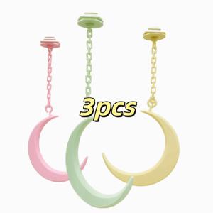 달 모양 앵무조류용 매달이 그네 1/3개, 고품질 PLA 소재, 미끄럼 방지 표면, 간편한 세척, 내구성과 신뢰성, 안정적이고 안전함, 작약색 왕관앵무, 터콰이즈색 잉꼬, 볏새앵무 및 기타 작은 조류에 적합, 새 그네 횃대 스탠드