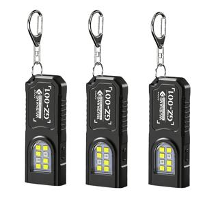3P 초고휘도 LED 다기능 미니 손전등, 자석 받침대 및 USB 충전 기능 5단계 - 휴대용 작업등. 키체인 클립, 백클립, 캠핑, 하이킹, 만보계용, 견고한 구조, 컴팩트한 디자인, IP44