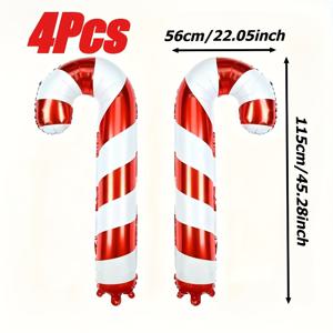 4개입 초대형 115Cm/45인치 빨간색과 흰색 사탕 막대 풍선 - 크리스마스 파티 장식에 적합, 크리스마스 트리, 결혼식, 생일 파티 장식, 실내 및 실외 사용, 사진 소품, 장식품으로 이상적
