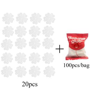 풍선 클립 20개 + 풍선 글루 도트 100개/팩 세트, 꽃꽂이용으로 특별히 설계, 결혼식 및 생일 파티 장식 고정에 완벽, 풍선 화환 제작 및 축제 장식 강화에 이상적인 액세서리
