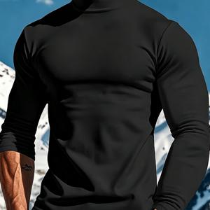 남성용 목폴라 긴팔 티셔츠 슬림핏 단색 드랄론 보온 베이스레이어 캐주얼 가을 겨울 상의