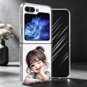 삼성 갤럭시 Z 플립 8 ZFlip7 FE ZFlip4 7 6 5 4 3 Z Flip5 호환 2D 플란트 폰 케이스 귀여운 새끼 고양이 아가 패턴 폰 커버
