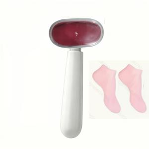 가정용 발바닥 각질 제거 및 발 연마용 양면 발 칼 세트 (보습 양말 2개+피부 연마기), 교체 가능한 발 연마날