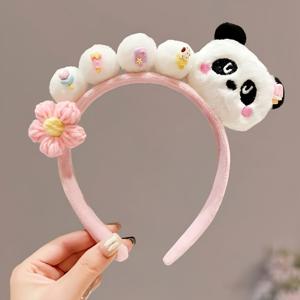 슈퍼 큐트 만화 플러시 팬더 머리띠 헤어 클립, 모발에 무리 가지 않는 헤어 액세서리
