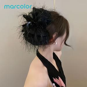 Marcolor 스위트 스타일 대형 사이즈 양면 구름 버블 상어 헤어 집게 클립, 장식용 리본 머리핀, 뒷머리 헤어스타일용 여성 데일리 헤어 액세서리