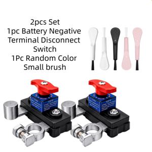 2개 세트 (배터리 음극 터미널 분리 스위치 1개 및 랜덤 색상 소형 브러시 1개) 12V-24V 배터리 차단 스위치 (자동차, 트럭, RV, 보트용)