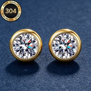 고품질 304 스테인리스 스틸 골드 귀걸이, 골드 도금 저자극성, 퇴색 방지, 편안하고 다용도, 쉬운 착용감과 우아함, 또는 파티에 적합, 패션 남성 귀걸이, 남성 주얼리