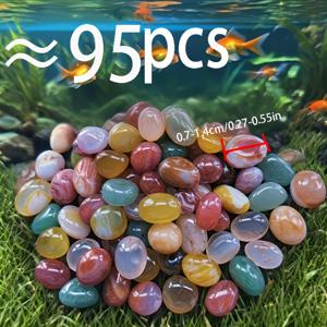 약 95개입 - 천연 레인스톤, 생생한 장식, 수족관 및 꽃병 장식에 이상적, 흙색 톤의 돌, 돌 애호가를 위한 완벽한 선물