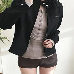 가을/겨울 여성용 인조 스탠드 칼라 지퍼 숏 캐주얼 자켓, 통근, 외출, 데이트 및 일상적인 다용도 착용을 위한 루즈핏 경량 재킷, 소격녀를 위한 한국 스타일 상의