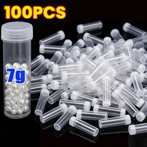 100pcs 7ml Transparent Plastic Vials Bottle Sample Test Tube Jars Empty Containers for Powder Storage Cosmetics Travel Bottles