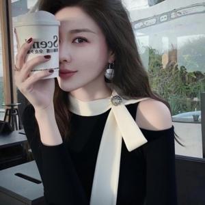 SunburstWonder 여성용 프렌치 오프숄더 니트 이너웨어 가을 패션 활용도 높은 상의