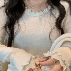 SunburstWonder 여성용 가을·겨울용 달콤한 분위기의 벨벳 이너웨어 여성용 가을·겨울 프렌치 더블 레이스 프릴