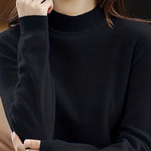 새로운 여성용 하프 터틀넥 베이스 레이어 풀오버, 활용도 높은 가을/겨울 슬림핏 타이트 스웨터, 얇은 안감