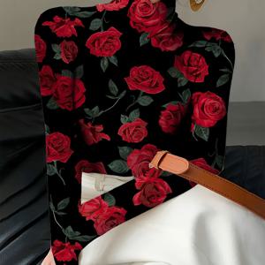 여성 프린트 치파오 칼라 슬림핏 긴팔 티셔츠, 봄/가을 시즌을 위한 우아한 긴팔 베이스 셔츠, 여성 의류