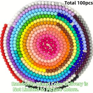 12mm 100개 랜덤 혼합 색상 실리콘 비즈 원형 루즈 실리콘 고무 비즈, 주얼리 제작, 목걸이, 팔찌, 키체인, 펜 비즈 및 기타 추가에 적합