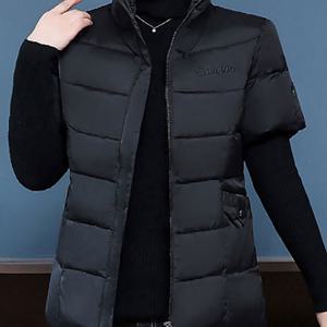 중년 가을 겨울 패딩 조끼 반팔 자켓 데일리 캐주얼 간절기 누빔 코트 솔리드 보온 슬림소녀
