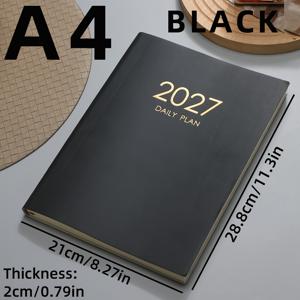 대형 2027 A4 사이즈 두꺼운 영어 캘린더 북, 11개 휴일에서 사용할 수 있는 만족스러운 제품, 180매 360페이지 데일리 플랜 스케줄 북, 완전히 새로운 2027 내부 페이지 레이아웃, 일상 생활, 사무실 사용 다이어리