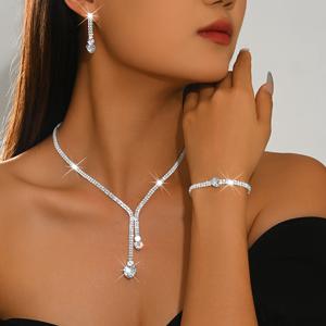 W WLOERINS 우아한 하트 큐빅 주얼리 세트 - 라인스톤 목걸이, 귀걸이 & 팔찌, 웨딩드레스 액세서리용, 6월 탄생석 선물, 프롬 웨딩 신부 의상용
