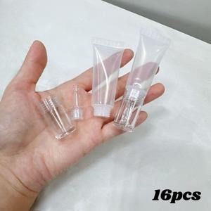 16개 10ml 미니 여행용 파운데이션 및 세럼 디스펜서 - 누출 방지 휴대용 화장품 용기, 액상 파운데이션에 적합, 투명한 디자인, 여행 필수품으로 완벽