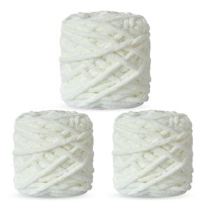 고급 3묶음 팩, 총 무게 300G (10.58Oz) 손뜨개 아이스 스틱 쉐닐 얀, 중간 두께, 코바늘 뜨개질과 호환 가능. 12가지 색상 제공, 부드럽고 피부 친화적인 얀, 모자, 슬리퍼, 스카프, 쿠션, 가방 등 뜨개질에 적합