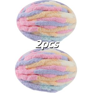 럭셔리 2개 세트 250g 세그먼트 염색 그라데이션 고양이 꼬리 거친 실, 부드럽고 푹신하며 피부에 친화적이고 찌르지 않음, DIY 뜨개질 담요, 스카프, 쿠션, 담요, 베개 및 기타 다목적 실로 적합, 가을 및 겨울 가정용 DIY 수제 뜨개질 제품용