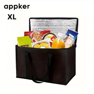 XL/XXL 대용량 보온 보냉 도시락 가방 - 튼튼한 지퍼가 있는 고강도 냉온 겸용 냉장 핸드백, 캠핑, 피크닉, 해변, 사무실용 - 몇 시간 동안 보온/보냉 가능(테이크아웃, 배달), 도시락통, 캠핑 식기, 비식품 직접 접촉용