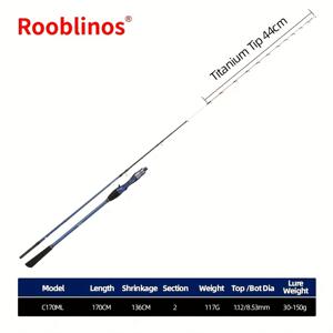 ROOBLINOS 1.7M 블루 문어 로드, 44Cm 티타늄 합금 전면 로드 팁, 문어 및 문어 낚시용