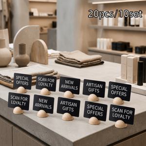 10세트 미니 칠판 탁상용 메뉴 두꺼운 나무 받침대 지우개식 전시판 결혼식 연회 카페 디저트 가게 제품 라벨 이름 전시판