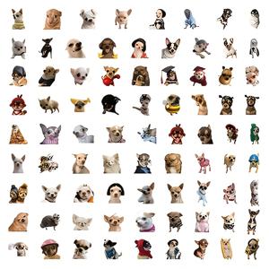 80개 실감나는 치와와 강아지 머리 스티커, 휴대폰 케이스, 물병, 기타, 노트북 및 다이어리 꾸미기용