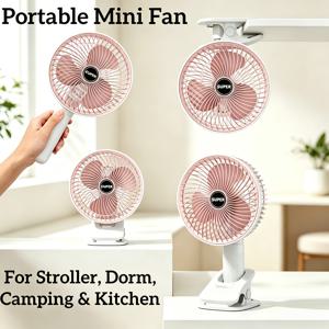 3-In-1 충전식 클립형 미니 선풍기, 3단 속도 조절 휴대용 USB 선풍기, 다각도 회전 무소음 소형 선풍기, 탁상 및 클립형 겸용, 침대 옆 기숙사 사무실 가정 캠핑 야외 여행용