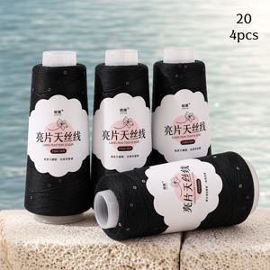 4겹 세트, 텐셀 스팽글, 광택 스팽글 실, 핸드니팅 스웨터, 조끼, 가방, 크로셰 장식용