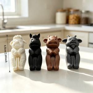동물 모양 스낵백 클립 4개, 음식 밀봉 클립, 양, 말, 소, 염소 디자인, 주방 보관백 밀봉 클립