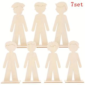 받침대 장식이 포함된 나무 인형 피규어 7세트 (7.07인치) DIY 페인팅 수공예품 가정용 문 장식 생일 결혼식 좌석 장식 걸이형 선물 상자 장식 가족 파티 저녁 식사 장식 가정용 벽면 진열장 창문 파티 분위기 걸이 장식 휴일 장식 크리스마스 새해 추수감사절 졸업 시즌 휴일 기념품 걸이 장식 시골 오두막 정원 장식